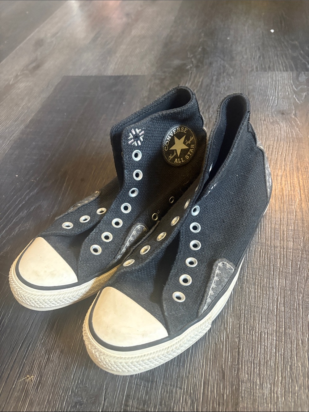 Converse Black Kids High-Top Sneakers with White Toe Cap